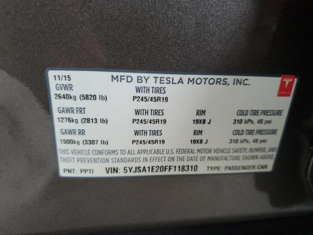 5YJSA1E20FF118310 - 2015 TESLA MODEL S TAN photo 13