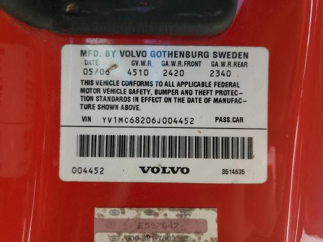 YV1MC68206J004452 - 2006 VOLVO C70 T5 RED photo 12