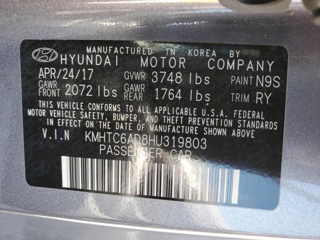 KMHTC6AD8HU319803 - 2017 HYUNDAI VELOSTER GRAY photo 13