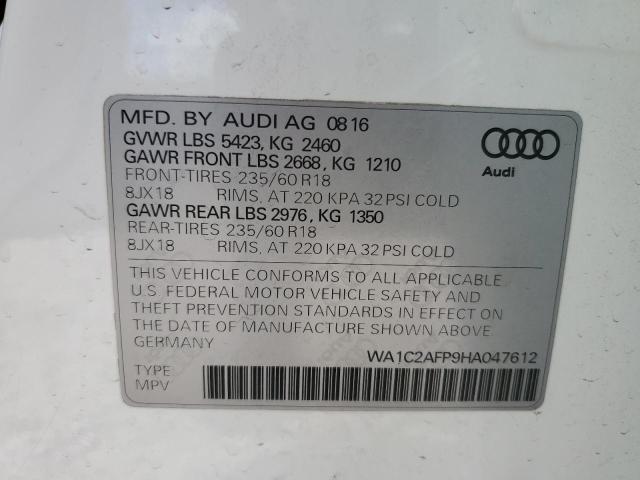 WA1C2AFP9HA047612 - 2017 AUDI Q5 PREMIUM WHITE photo 12