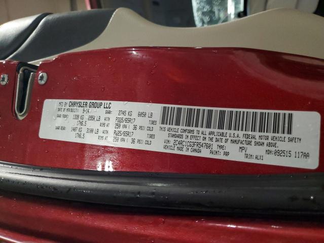 2C4RC1CG3FR547601 - 2015 CHRYSLER TOWN & COU TOURING L RED photo 13