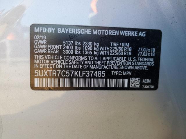 5UXTR7C57KLF37485 - 2019 BMW X3 SDRIVE30I SILVER photo 12