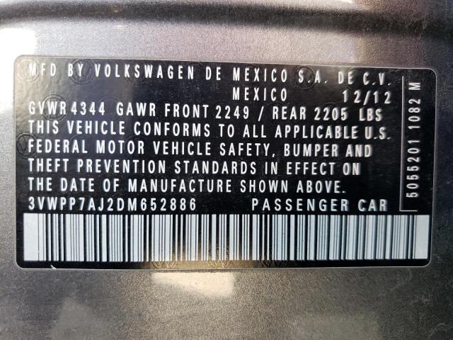 3VWPP7AJ2DM652886 - 2013 VOLKSWAGEN JETTA S GRAY photo 13