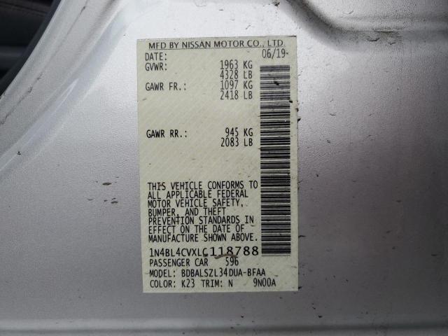 1N4BL4CVXLC118788 - 2020 NISSAN ALTIMA SR SILVER photo 12