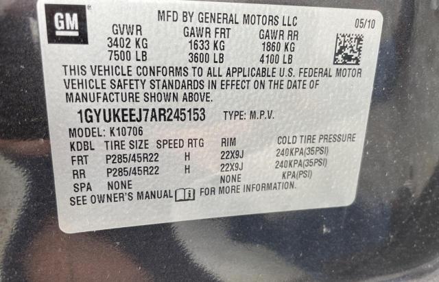 1GYUKEEJ7AR245153 - 2010 CADILLAC ESCALADE HYBRID GRAY photo 10