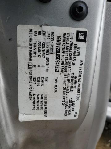 1GNDV23L85D247293 - 2005 CHEVROLET UPLANDER LS 银色 照片 13