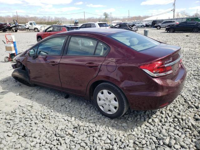 19XFB2F56FE701256 - 2015 HONDA CIVIC LX MAROON photo 2