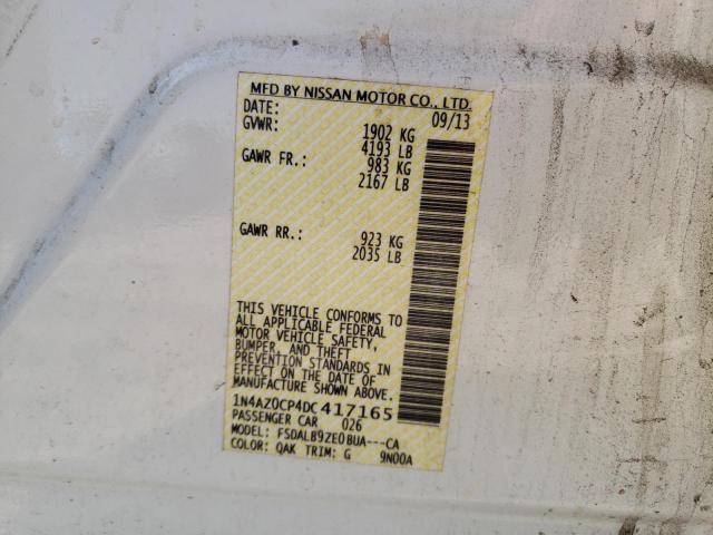 1N4AZ0CP4DC417165 - 2013 NISSAN LEAF S WHITE photo 12