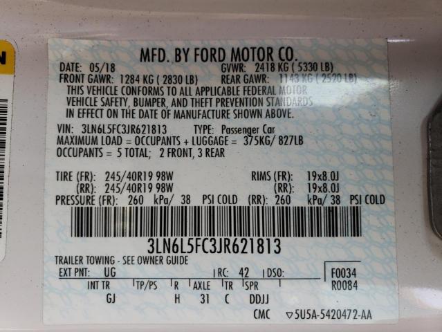 3LN6L5FC3JR621813 - 2018 LINCOLN MKZ RESERVE თეთრი ფოტო 13