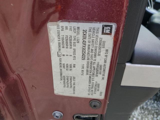 2CKDL43FX96254229 - 2009 PONTIAC TORRENT BURGUNDY photo 12