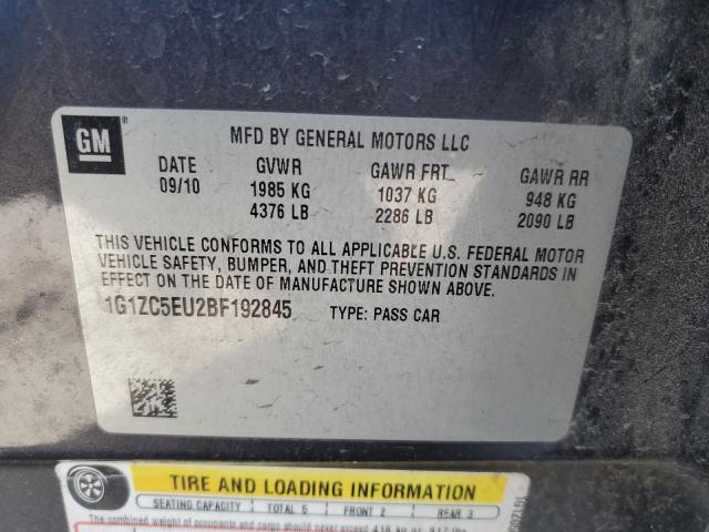 1G1ZC5EU2BF192845 - 2011 CHEVROLET MALIBU 1LT GRAY photo 12