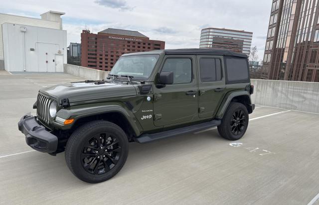 1C4JJXP67MW704686 - 2021 JEEP WRANGLER U SAHARA 4XE GREEN photo 2