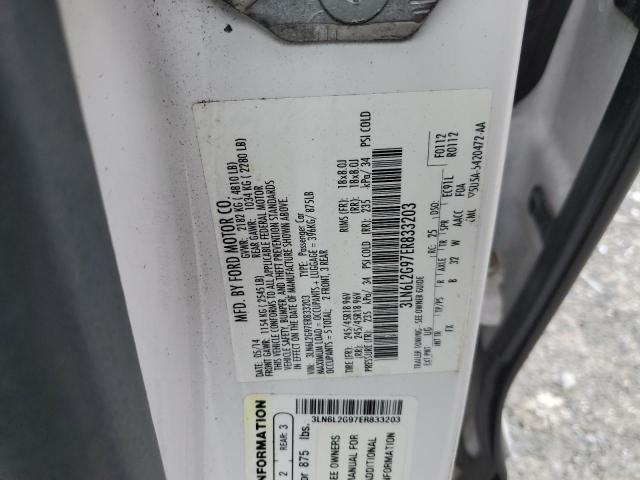 3LN6L2G97ER833203 - 2014 LINCOLN MKZ WHITE photo 12