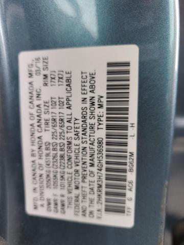 2HKRM3H74GH536980 - 2016 HONDA CR-V EXL BLUE photo 13