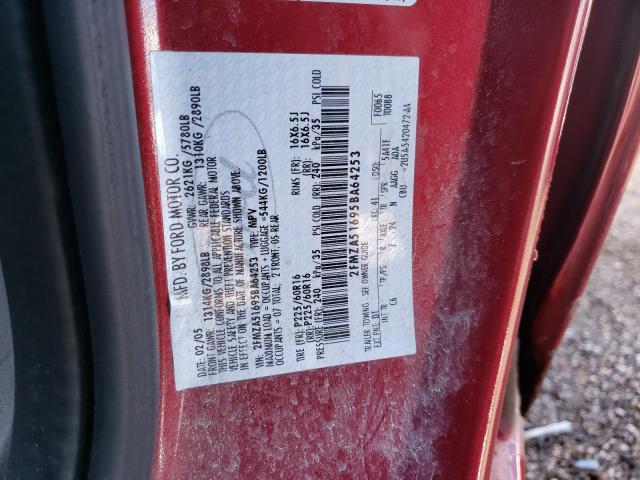 2FMZA51695BA64253 - 2005 FORD FREESTAR SE RED photo 12