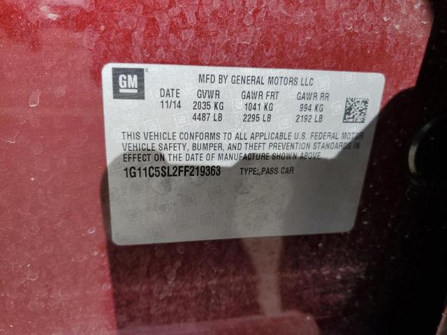 1G11C5SL2FF219363 - 2015 CHEVROLET MALIBU 1LT 栗色 照片 12