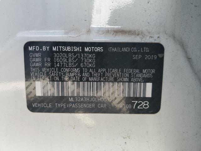 ML32A3HJ0LH000772 - 2020 MITSUBISHI MIRAGE ES WHITE photo 13