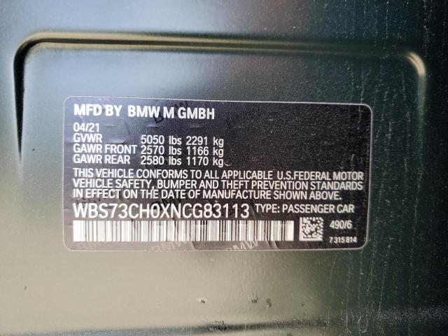 WBS73CH0XNCG83113 - 2022 BMW M5 CS GREEN photo 13