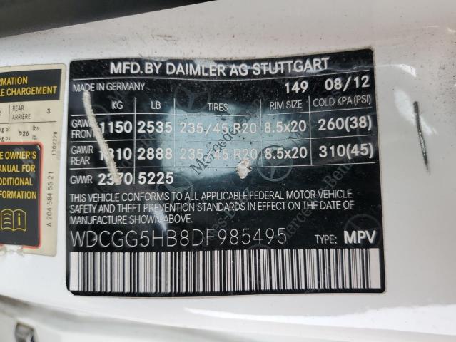 WDCGG5HB8DF985495 - 2013 MERCEDES-BENZ GLK 350 WHITE photo 12