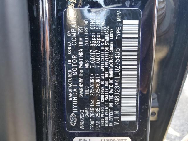 KM8J23A41LU275435 - 2020 HYUNDAI TUCSON SE BLACK photo 13