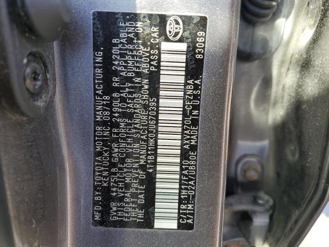 4T1B11HK0JU670395 - 2018 TOYOTA CAMRY L GRAY photo 13