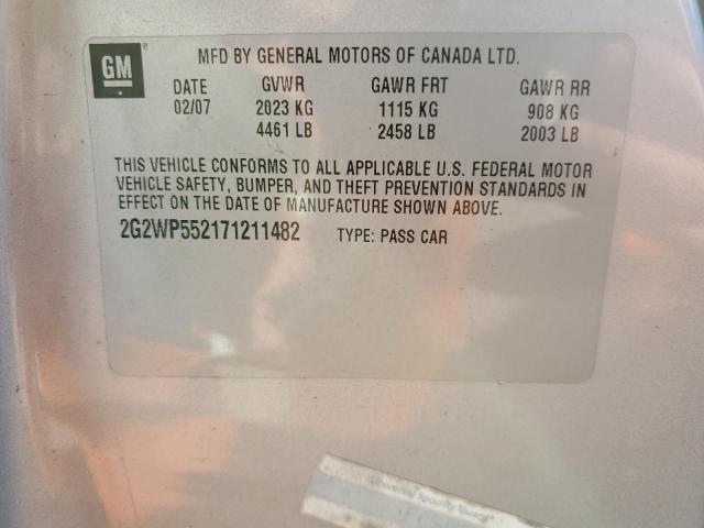 2G2WP552171211482 - 2007 PONTIAC GRAND PRIX 银色 照片 12