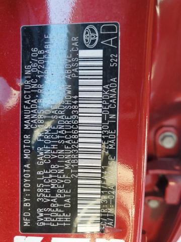 2T1BR32E86C693844 - 2006 TOYOTA COROLLA CE RED photo 12