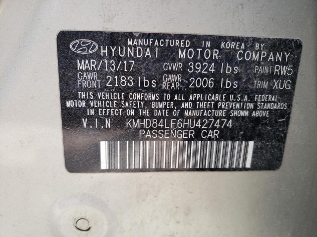 KMHD84LF6HU427474 - 2017 HYUNDAI ELANTRA SE SILVER photo 12