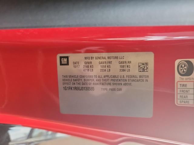 1G1FK1R66J0130585 - 2018 CHEVROLET CAMARO ZL1 RED photo 10