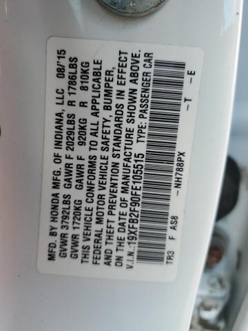 19XFB2F90FE105515 - 2015 HONDA CIVIC EXL WHITE photo 13