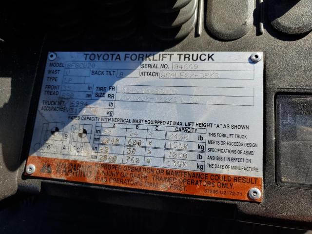 84669 - 2017 TOYOTA FORK LIFT ORANGE photo 10