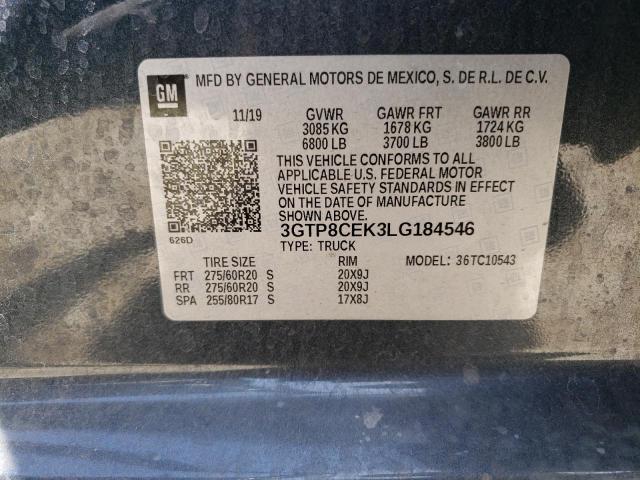 3GTP8CEK3LG184546 - 2020 GMC SIERRA C1500 ELEVATION CHARCOAL photo 12