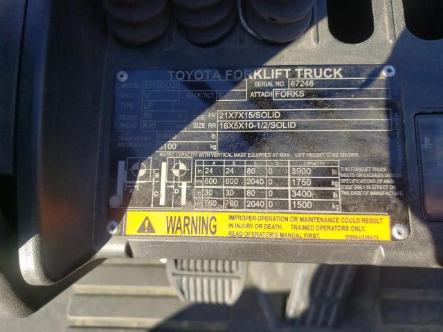 67248 - 2015 TOYOTA FORK LIFT ORANGE photo 10