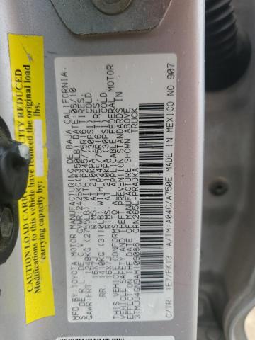 3TMJU4GN9AM109086 - 2010 TOYOTA TACOMA DOUBLE CAB PRERUNNER SILVER photo 12