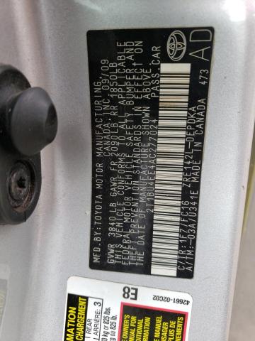 2T1BU4EE4AC277024 - 2010 TOYOTA COROLLA BASE ვერცხლისფერი ფოტო 12