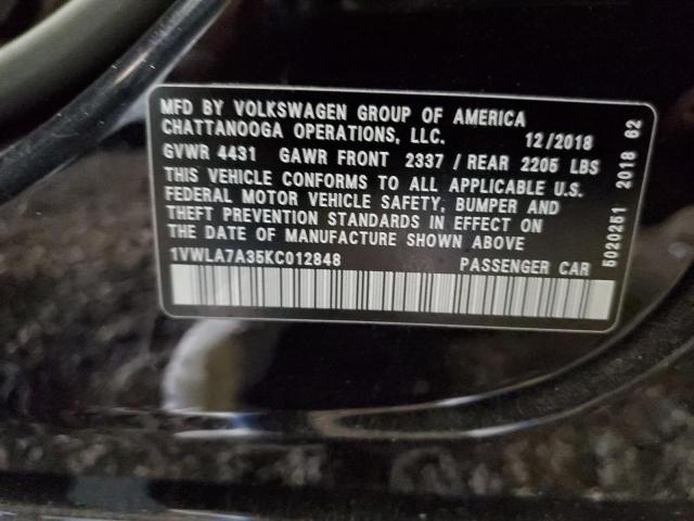 1VWLA7A35KC012848 - 2019 VOLKSWAGEN PASSAT WOLFSBURG BLACK photo 13
