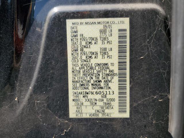 5N1AR18W76C605113 - 2006 NISSAN PATHFINDER LE 黑色 照片 13