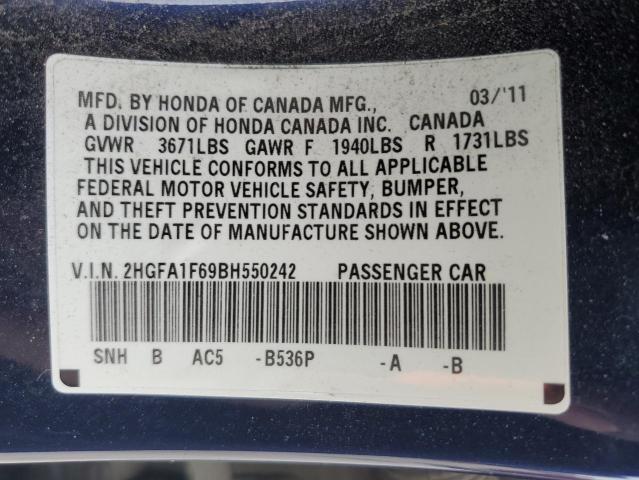 2HGFA1F69BH550242 - 2011 HONDA CIVIC LX-S 蓝色 照片 13