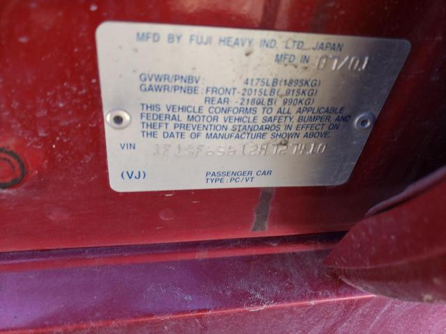 JF1SF65612H727410 - 2002 SUBARU FORESTER S წითელი ფოტო 12