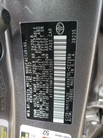 4T1T11AK3PU153907 - 2023 TOYOTA CAMRY SE NIGHT SHADE GRAY photo 12