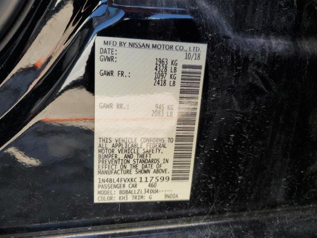 1N4BL4FVXKC117599 - 2019 NISSAN ALTIMA PLATINUM BLACK photo 12