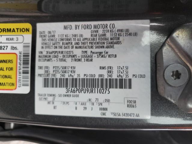 3FA6P0PU9JR110275 - 2018 FORD FUSION SE PHEV GRAY photo 12