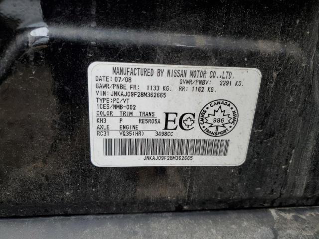 JNKAJ09F28M362665 - 2008 INFINITI EX35 BASE Սև լուսանկար 13