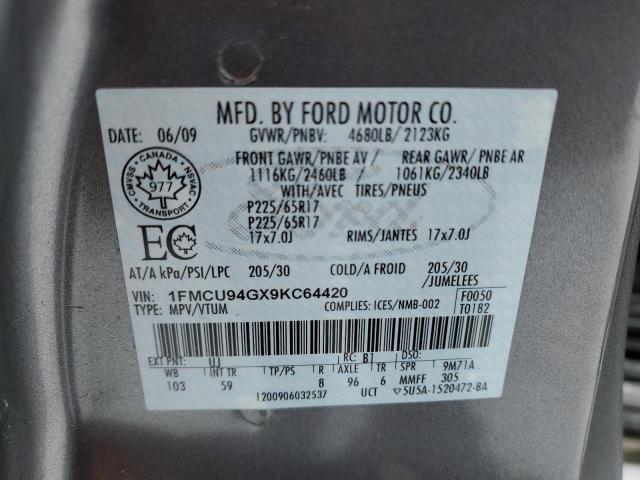 1FMCU94GX9KC64420 - 2009 FORD ESCAPE LIMITED BLUE photo 13