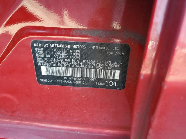 ML32F4FJ0KHF05867 - 2019 MITSUBISHI MIRAGE G4 SE RED photo 12