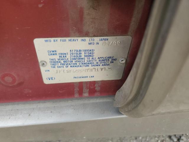 JF1SF6559YH717725 - 2000 SUBARU FORESTER S RED photo 12