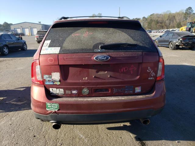 2FMDK3JC1EBA94025 - 2014 FORD EDGE SEL BURGUNDY photo 6