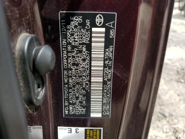 JTKJF5C76C3035677 - 2012 TOYOTA SCION TC MAROON photo 12