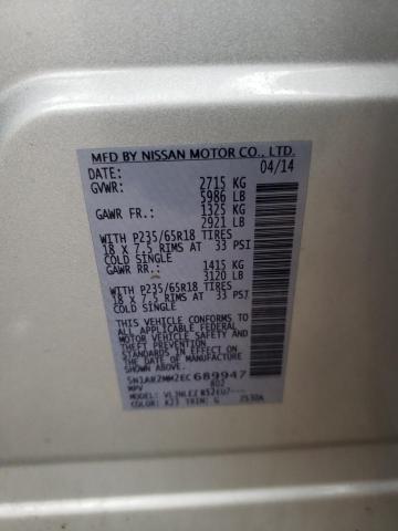 5N1AR2MM2EC689947 - 2014 NISSAN PATHFINDER S SILVER photo 12