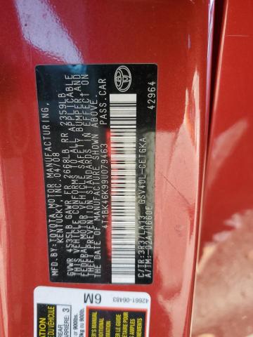 4T1BK46K99U079463 - 2009 TOYOTA CAMRY SE RED photo 12